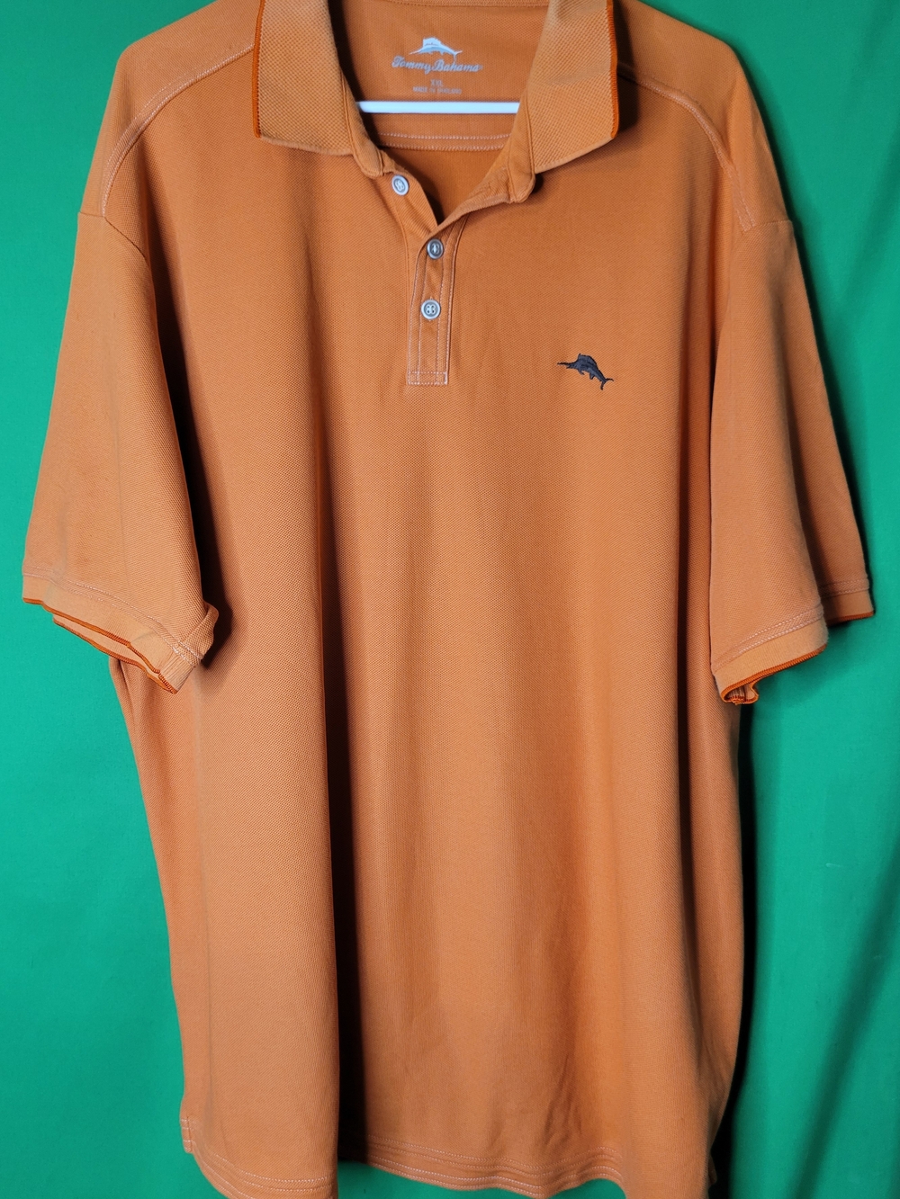 Tommy Bahama Orange Short-Sleeve Polo Shirt Sz XXL Men Marlin Logo Fishing Golf